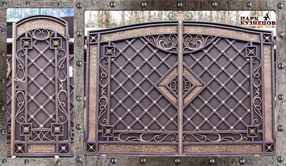 Ворота с калиткой арт. 2019-96 металлические кованые изделия